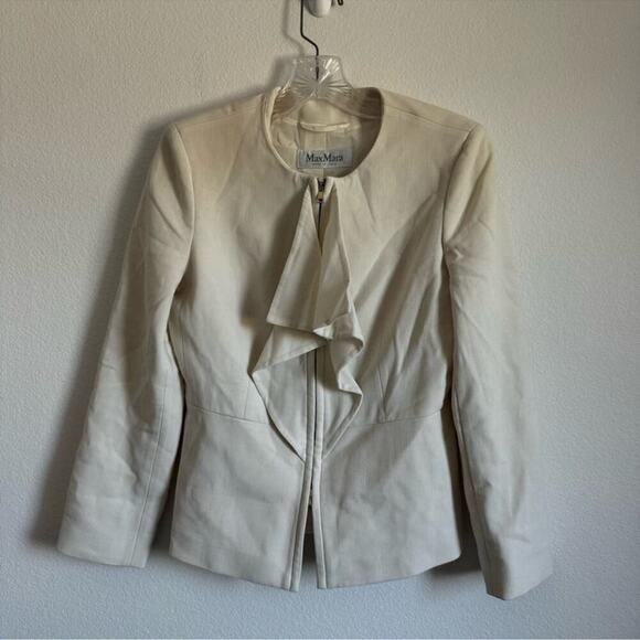 MaxMara Giralda Ruffle Waterfall Panel Zip Up Blazer - Picture 1 of 12